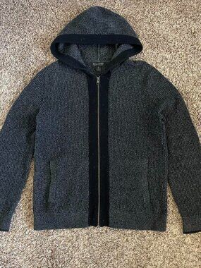 Banana Republic Zip-Up Hoodie Grey Black Medium Preppy Casual Loungewear